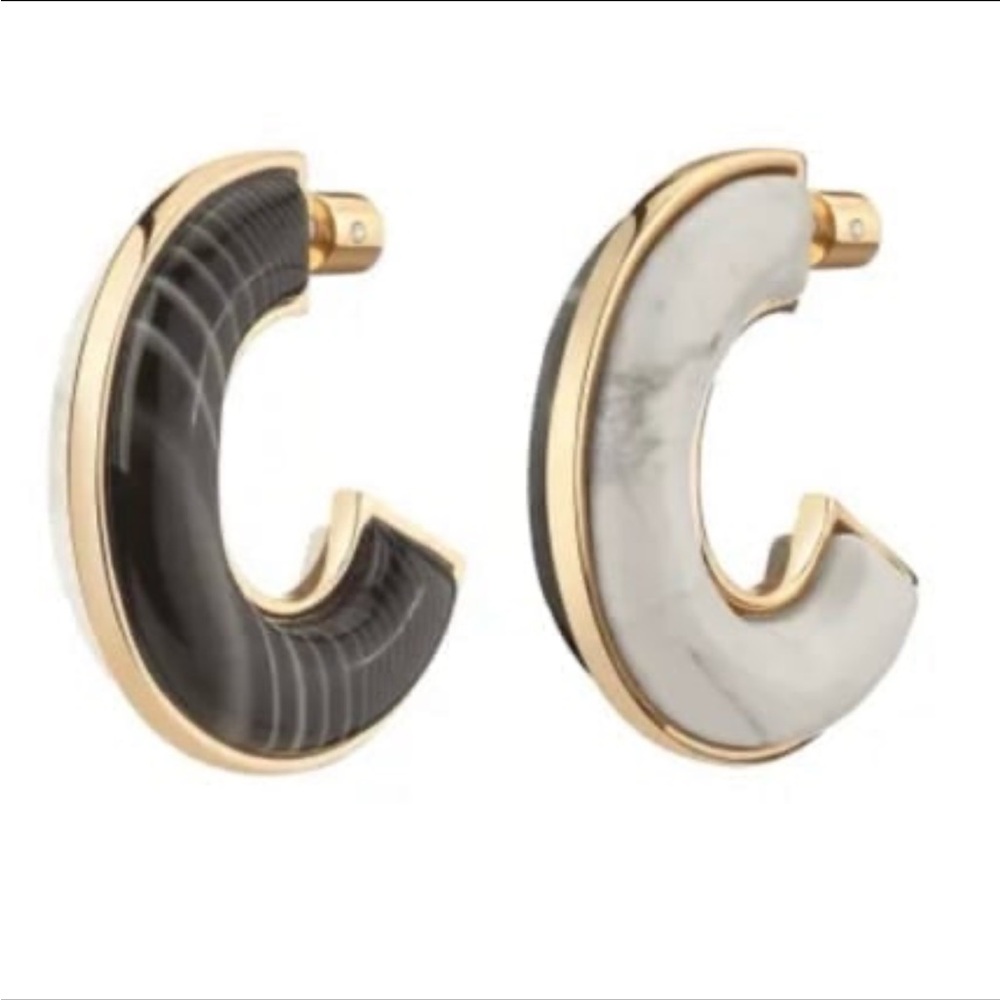 Demarson Bianca Earrings - Black Quartz / White Howlite Stone Reversible